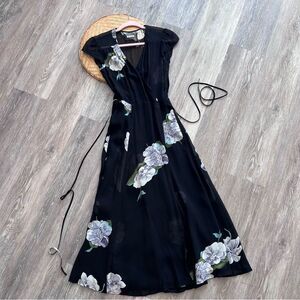 Reformation Black Floral Midi Dress